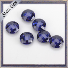 Color azul AAA Grado 5mm Ronda doble Checker corte Cubic Zirconia para joyas de oro